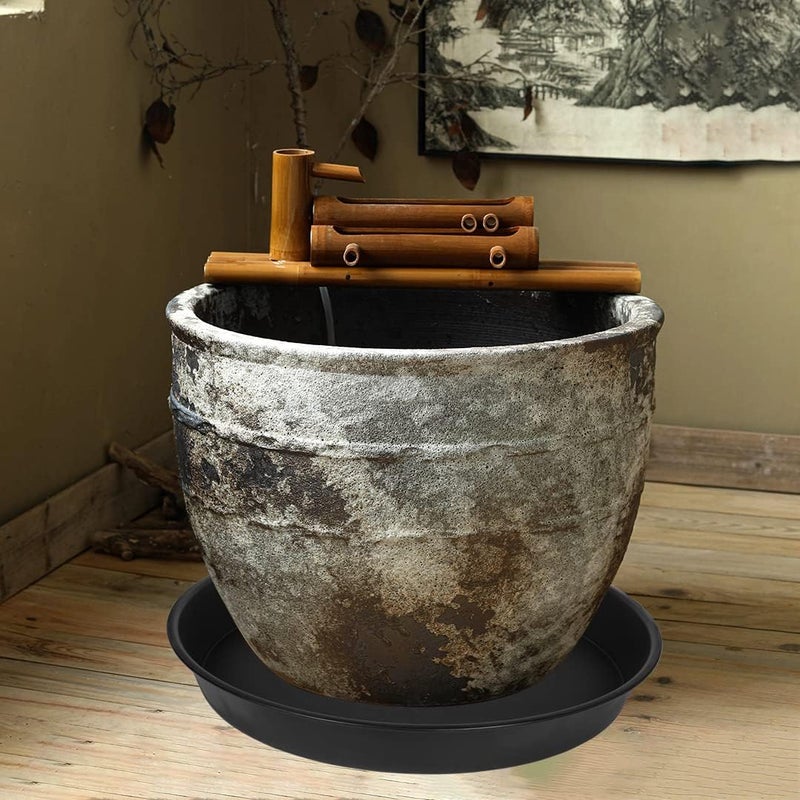 Bleuhome 2 Pack of 18 19 inch Plant Saucer (16.6 Inch Base), 2.7" Depth Tray, Large Deep Garden Plastic Flower Trays for Indoors Outdoor, Tray for Planter 15-19" (19", Black) - Image 5